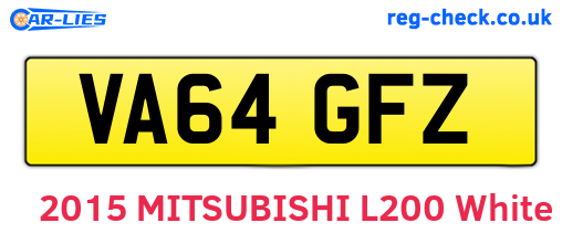 VA64GFZ are the vehicle registration plates.