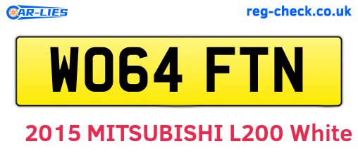 WO64FTN are the vehicle registration plates.