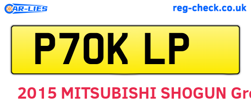 P70KLP are the vehicle registration plates.