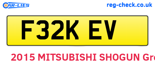 F32KEV are the vehicle registration plates.