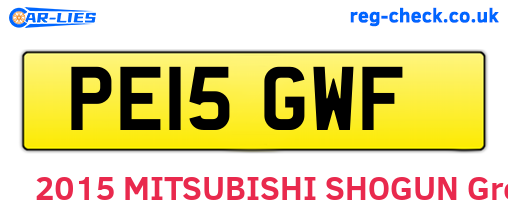 PE15GWF are the vehicle registration plates.