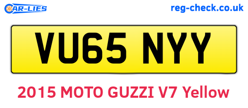 VU65NYY are the vehicle registration plates.