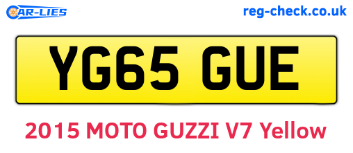 YG65GUE are the vehicle registration plates.