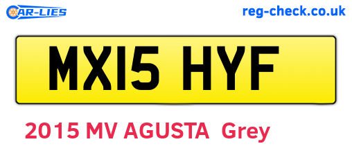 MX15HYF are the vehicle registration plates.