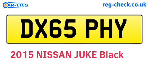 DX65PHY are the vehicle registration plates.