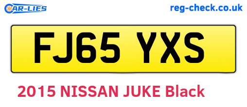 FJ65YXS are the vehicle registration plates.