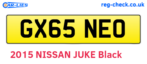 GX65NEO are the vehicle registration plates.