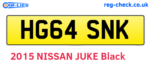HG64SNK are the vehicle registration plates.