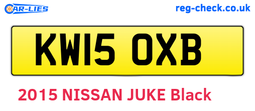 KW15OXB are the vehicle registration plates.