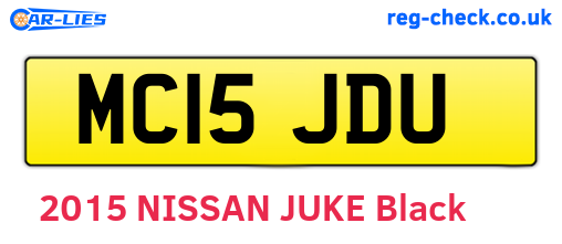 MC15JDU are the vehicle registration plates.