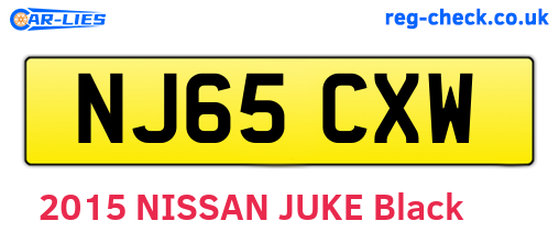 NJ65CXW are the vehicle registration plates.