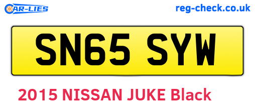 SN65SYW are the vehicle registration plates.