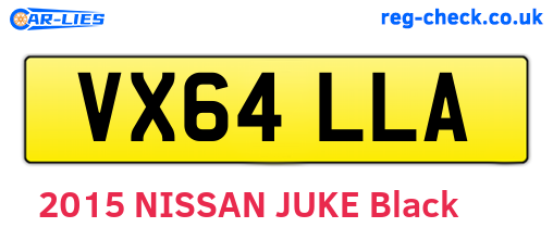VX64LLA are the vehicle registration plates.