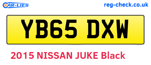 YB65DXW are the vehicle registration plates.