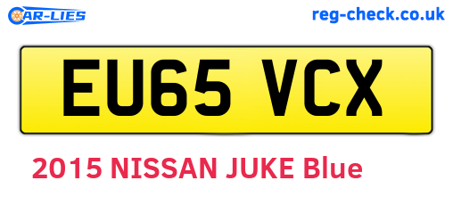 EU65VCX are the vehicle registration plates.