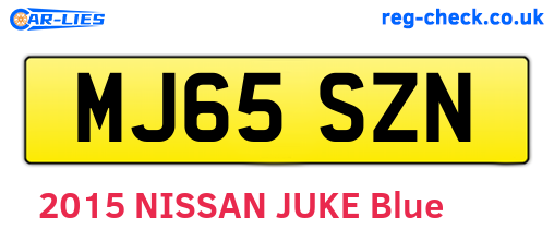 MJ65SZN are the vehicle registration plates.