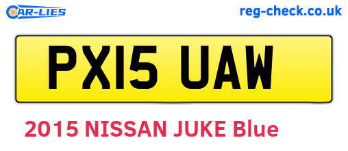 PX15UAW are the vehicle registration plates.