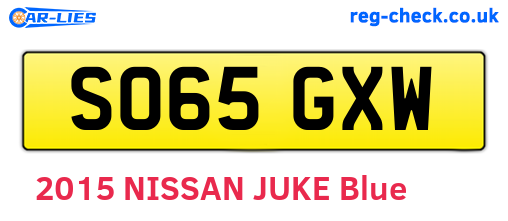 SO65GXW are the vehicle registration plates.