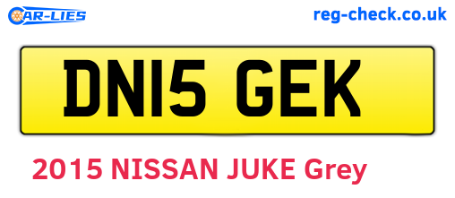 DN15GEK are the vehicle registration plates.