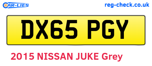 DX65PGY are the vehicle registration plates.