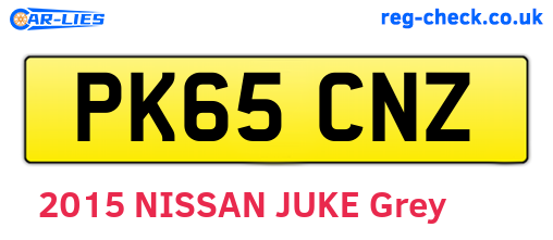 PK65CNZ are the vehicle registration plates.