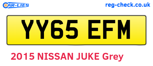 YY65EFM are the vehicle registration plates.