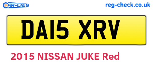DA15XRV are the vehicle registration plates.
