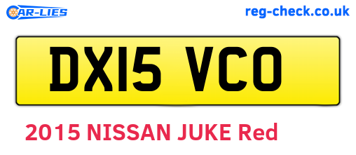 DX15VCO are the vehicle registration plates.