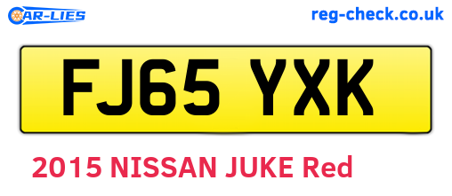 FJ65YXK are the vehicle registration plates.