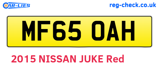 MF65OAH are the vehicle registration plates.