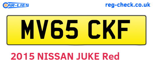MV65CKF are the vehicle registration plates.