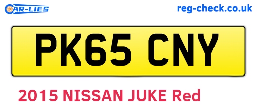 PK65CNY are the vehicle registration plates.