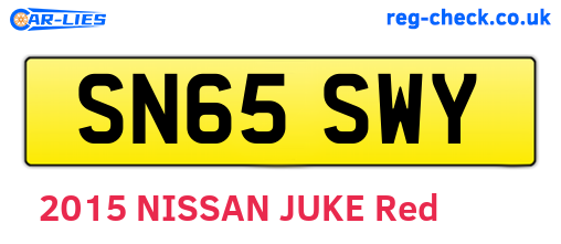 SN65SWY are the vehicle registration plates.