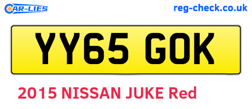 YY65GOK are the vehicle registration plates.