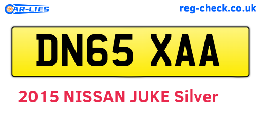 DN65XAA are the vehicle registration plates.
