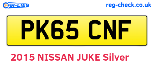 PK65CNF are the vehicle registration plates.