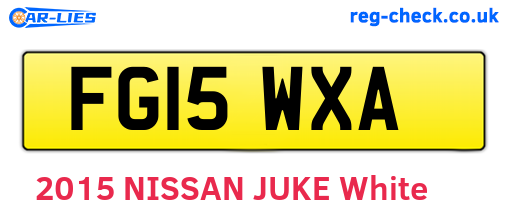 FG15WXA are the vehicle registration plates.