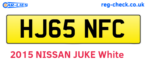 HJ65NFC are the vehicle registration plates.