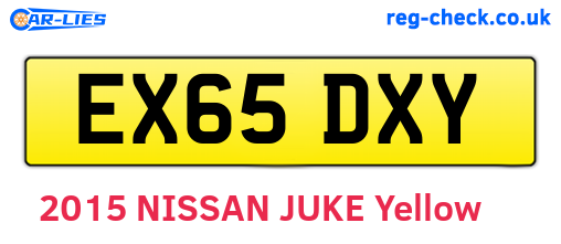 EX65DXY are the vehicle registration plates.