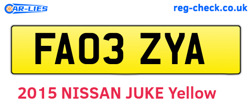 FA03ZYA are the vehicle registration plates.