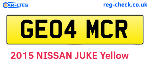 GE04MCR are the vehicle registration plates.