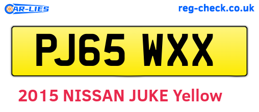 PJ65WXX are the vehicle registration plates.