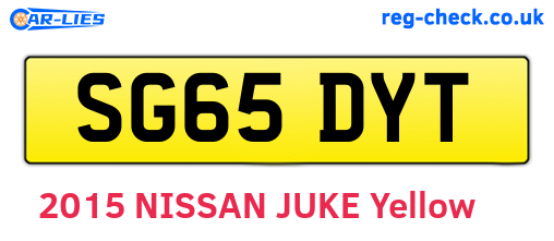 SG65DYT are the vehicle registration plates.