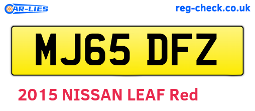MJ65DFZ are the vehicle registration plates.