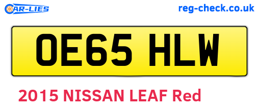 OE65HLW are the vehicle registration plates.