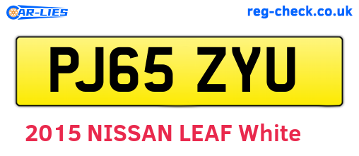 PJ65ZYU are the vehicle registration plates.