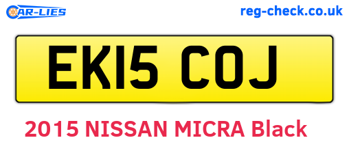 EK15COJ are the vehicle registration plates.