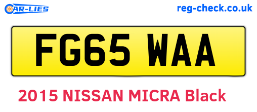 FG65WAA are the vehicle registration plates.