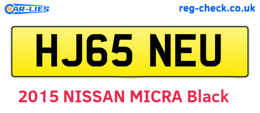 HJ65NEU are the vehicle registration plates.