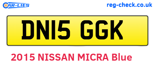 DN15GGK are the vehicle registration plates.